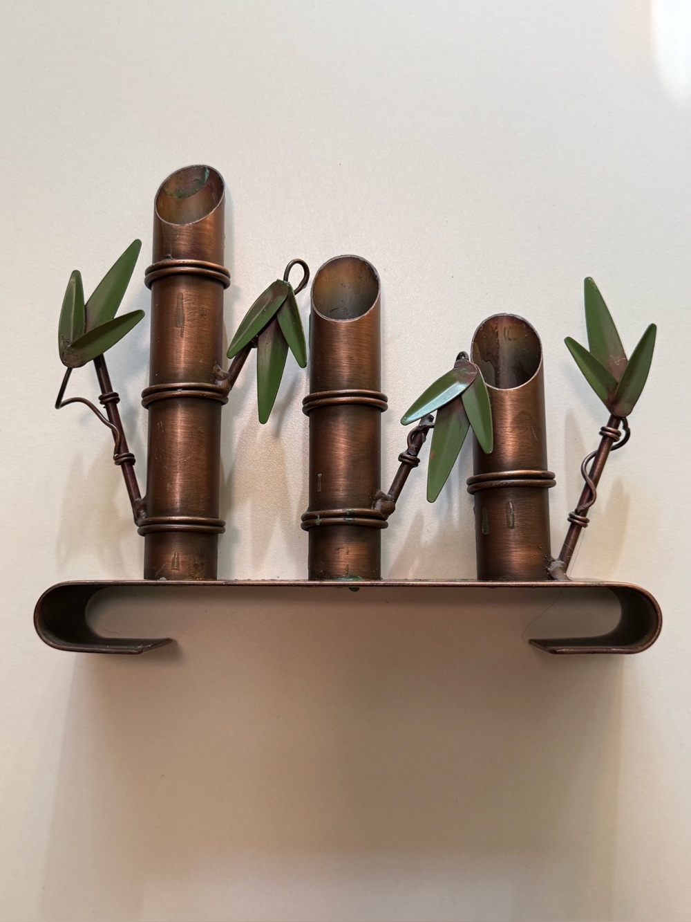 Vintage 3 Sheridan Bamboo Taper copper candle Holders